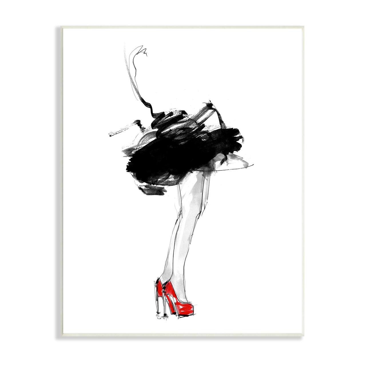 Stupell Industries Abstract Female Fashion Illustration Red Heels Tutu Wall Plaque